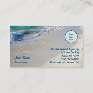 Tarjeta De Visita Caribbean Sea Beach Scene Logo Sea Blue Text