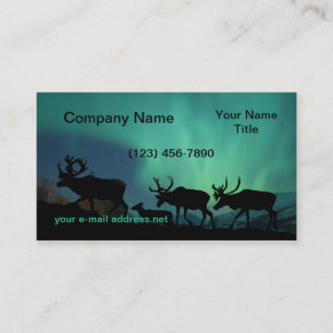 Tarjeta De Visita Caribú y aurora boreal