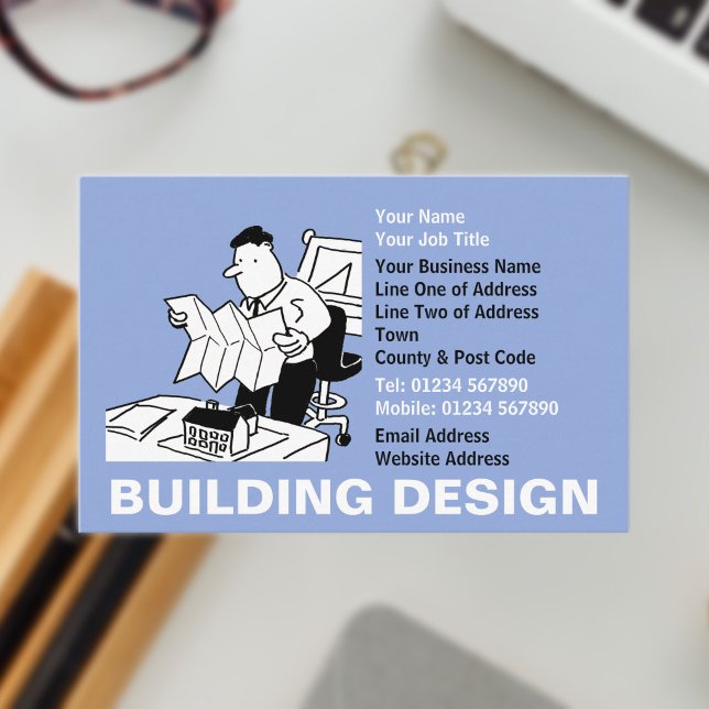 Tarjeta De Visita Caricatura de diseño de edificios (Building Design Business Card)