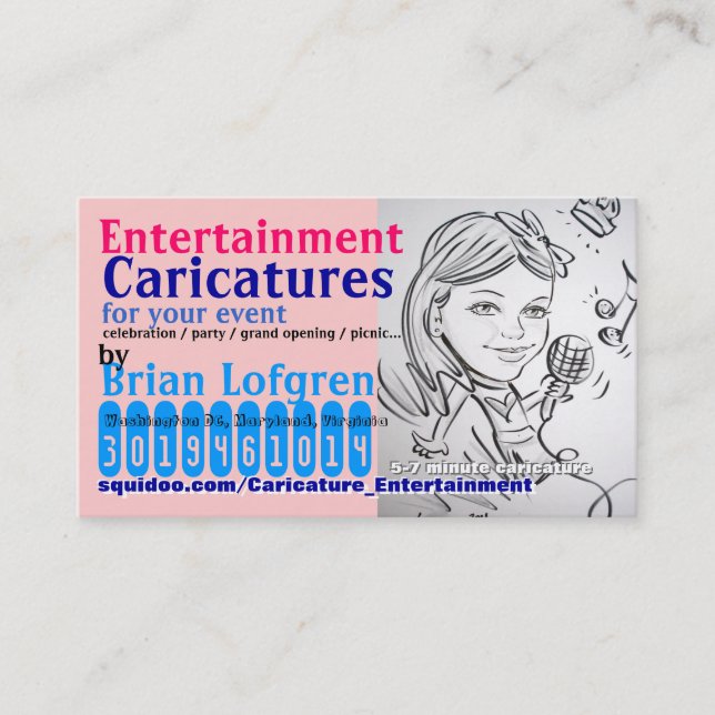 Tarjeta De Visita Caricaturas del entretenimiento (Anverso)