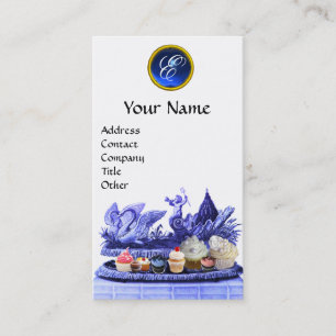 TARJETA DE VISITA CARIOTA AZUL DE LOS SUDORES CON CUPICATAS Y PASTEL