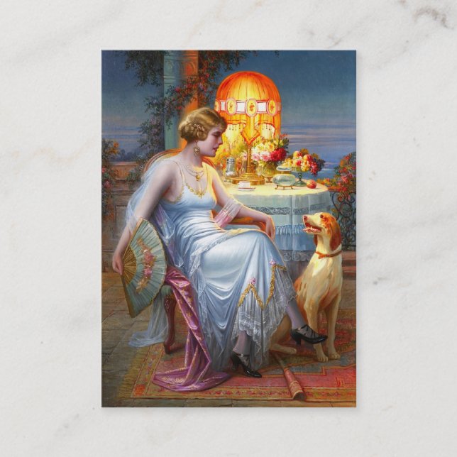 Tarjeta De Visita Carlier: Señora elegante y su perro (Anverso)