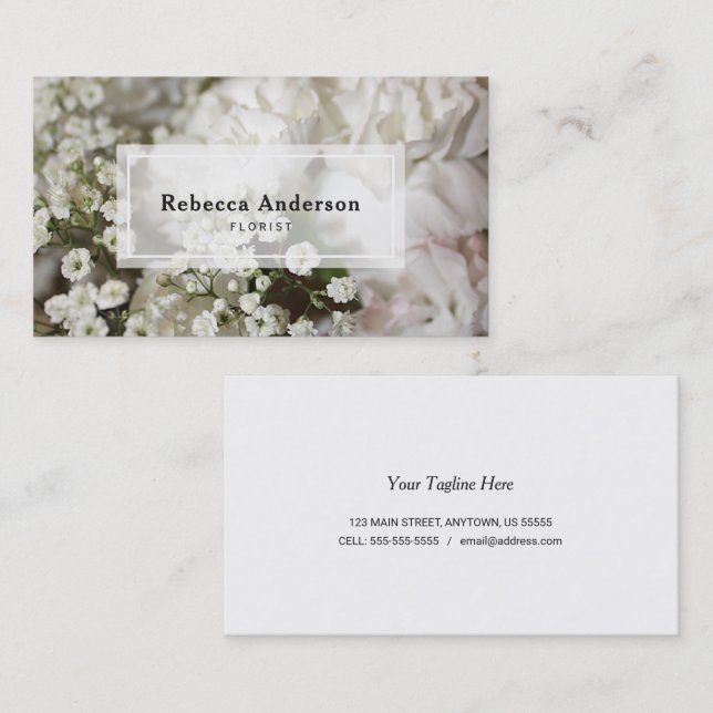 Tarjeta De Visita Carnations & Baby's Breath Photo (Anverso / Reverso)