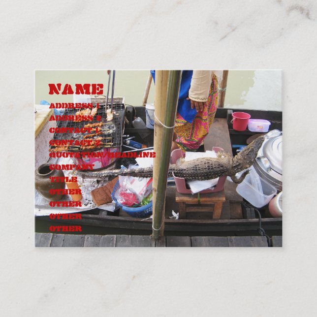 Tarjeta De Visita Carne de cocodrilo barbacoa ... Comida callejera e