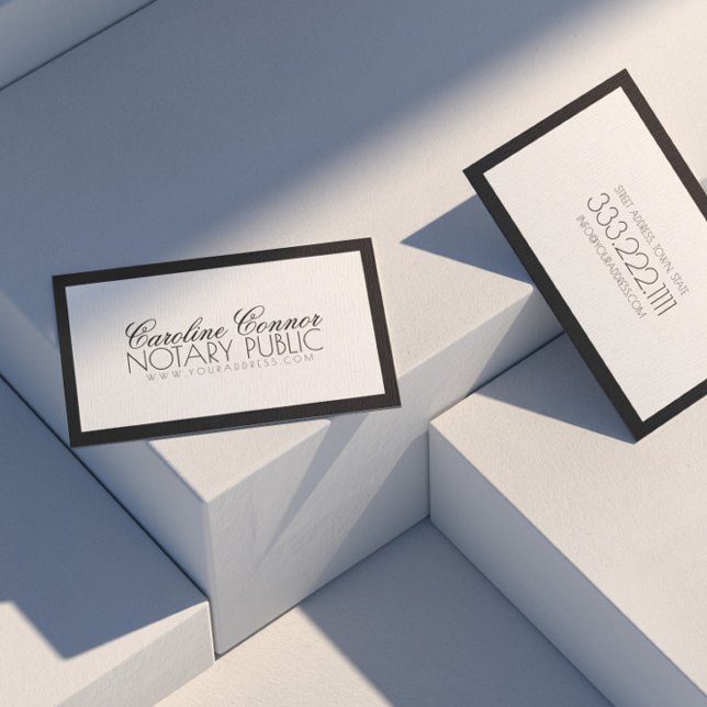 Tarjeta De Visita Carné notarial pública moderna de la frontera negr (Perfect for business)