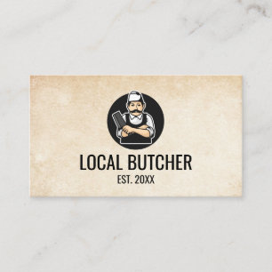 Tarjeta De Visita Carnicero Holding Cleaver