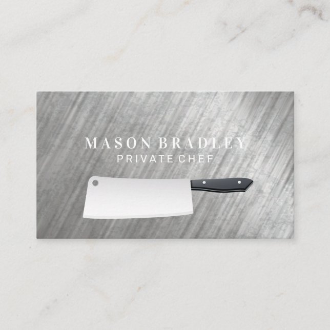 Tarjeta De Visita Carnicero Knife | Fondo metalizado (Anverso)