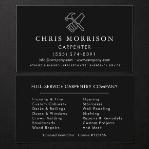 Tarjeta De Visita Carpenter Construcción Negro Plata