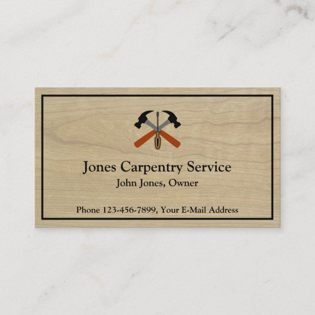 Tarjeta De Visita Carpenter Contractor Construction Business Card (Anverso)