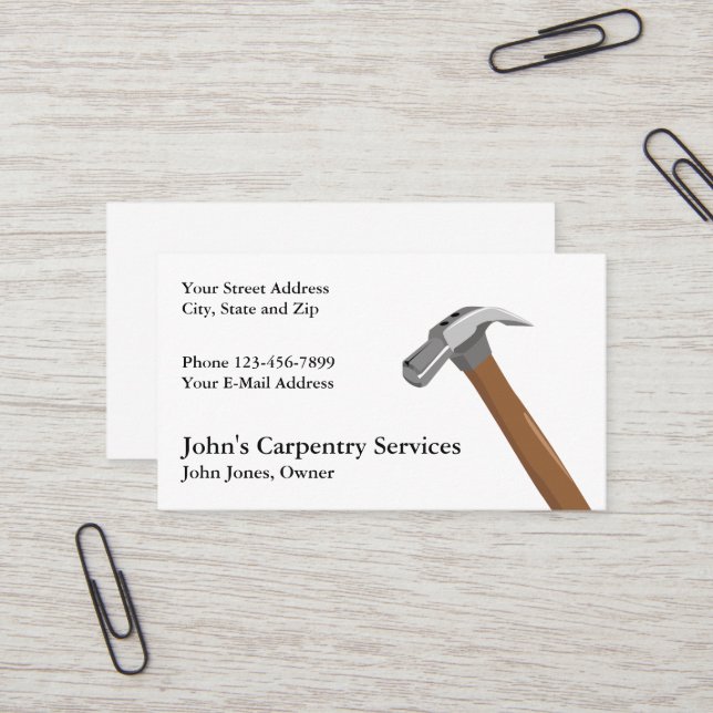 Tarjeta De Visita Carpenter Contractor Construction Business Card (Anverso/Reverso In Situ)