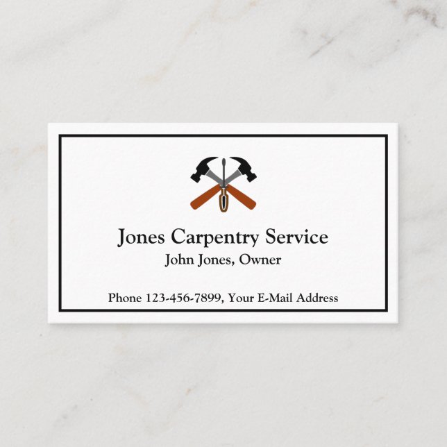 Tarjeta De Visita Carpenter Contractor Construction Business Card (Anverso)
