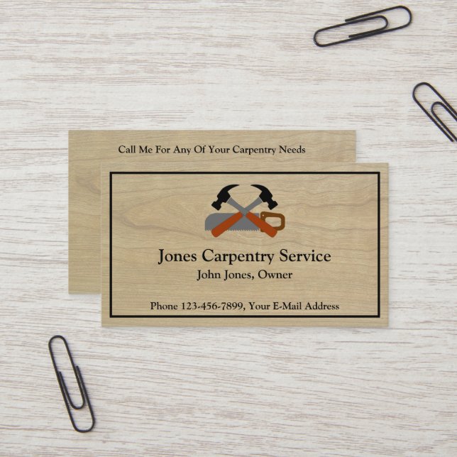Tarjeta De Visita Carpenter Contractor Construction Business Card (Anverso/Reverso In Situ)