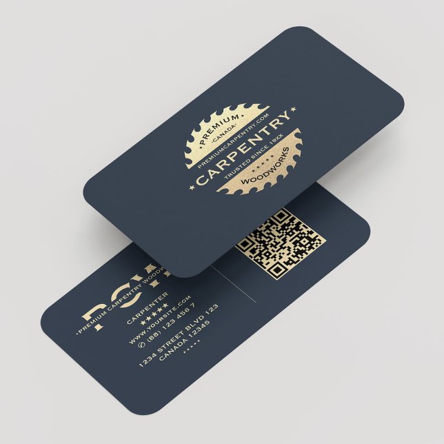 Tarjeta De Visita Carpenter Monograma Marina Azul moderno (Carpenter Monogram Navy Blue Modern Business Card
)