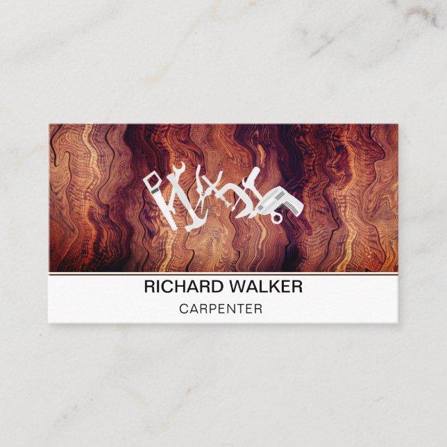 Tarjeta De Visita Carpentry Handyman Tools Trabajos de madera (Anverso)