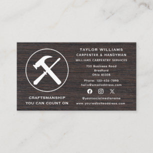 Tarjeta De Visita Carpintería de carpintería de medios sociales Dive