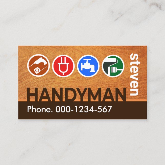 Tarjeta De Visita Carpintería de cartón para señalización Handyman (Anverso)
