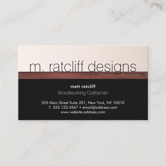 Tarjeta De Visita Carpintería de madera para trabajadores de la made (Anverso)