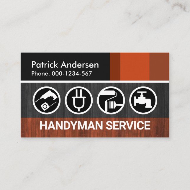 Tarjeta De Visita Carpintería de paneles de madera de banda marrón (Anverso)