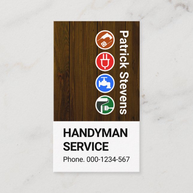 Tarjeta De Visita Carpintería de textura de madera (Anverso)