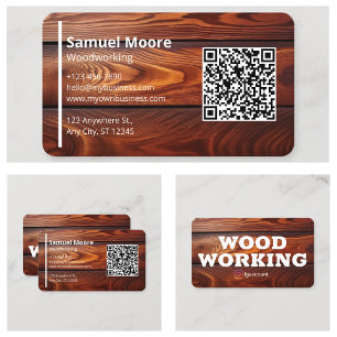 Tarjeta De Visita Carpintería de Trabajos en Madera Simples Modernos