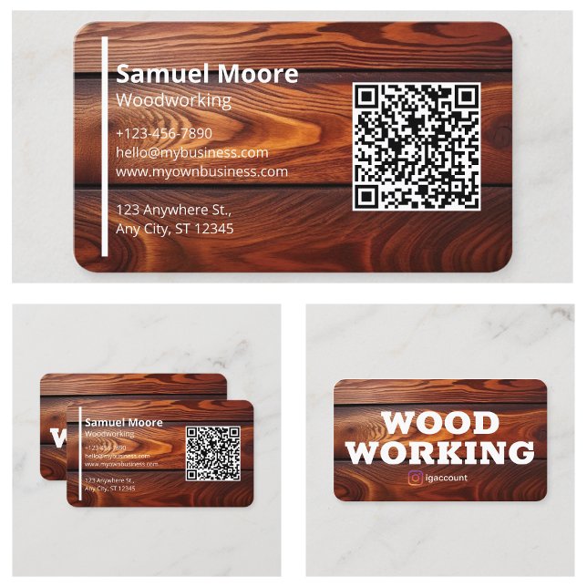 Tarjeta De Visita Carpintería de Trabajos en Madera Simples Modernos (Simple Modern Woodworking Carpenters QR Code Business Card
)