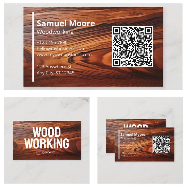 Tarjeta De Visita Carpintería Moderna de Madera (Modern Woodworking Carpentry Business Card
)