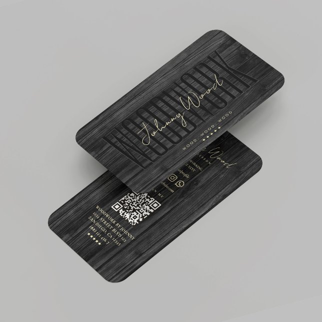 Tarjeta De Visita Carpintería moderna Woodwork Black Wood Profesiona (Modern Carpentry Woodwork Black Wood Professional Business Card
)