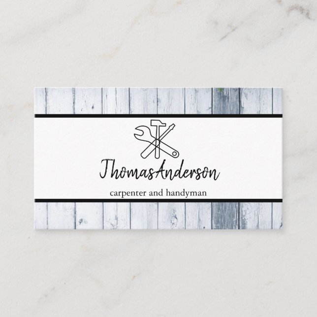 Tarjeta De Visita Carpintería Rústica de Grano de Madera Profesional (Anverso)
