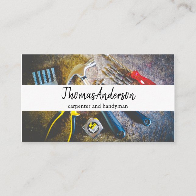 Tarjeta De Visita Carpintería Rústica de Grano de Madera Profesional (Anverso)