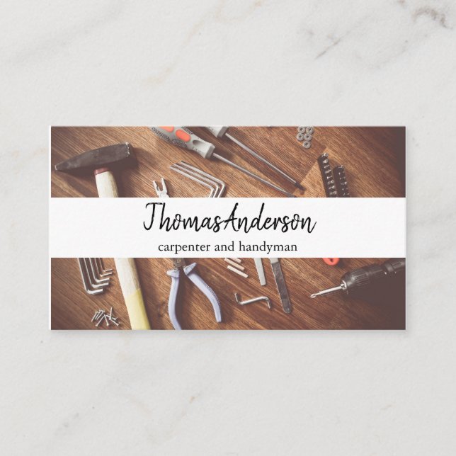 Tarjeta De Visita Carpintería Rústica de Grano de Madera Profesional (Anverso)