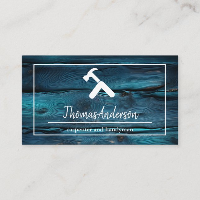 Tarjeta De Visita Carpintería Rústica de Grano de Madera Profesional (Anverso)