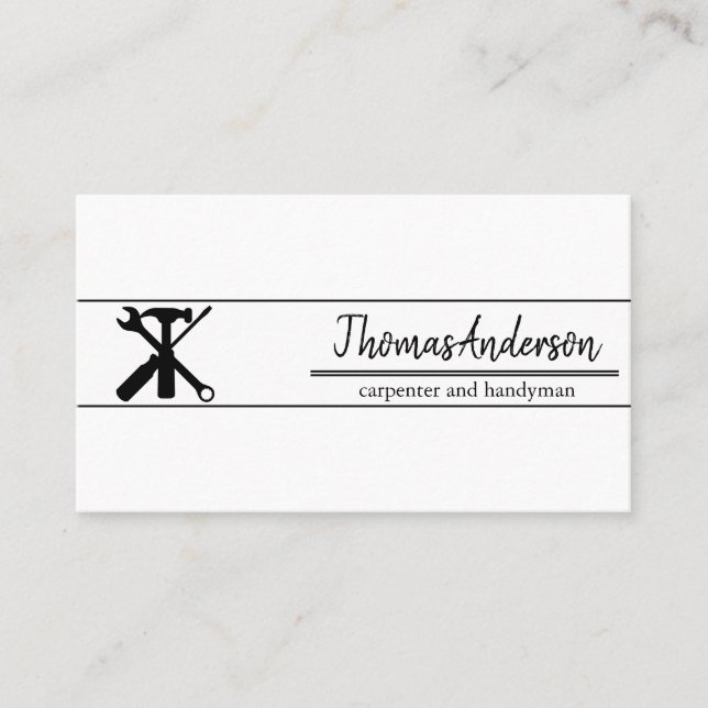 Tarjeta De Visita Carpintería Rústica de Grano de Madera Profesional (Anverso)