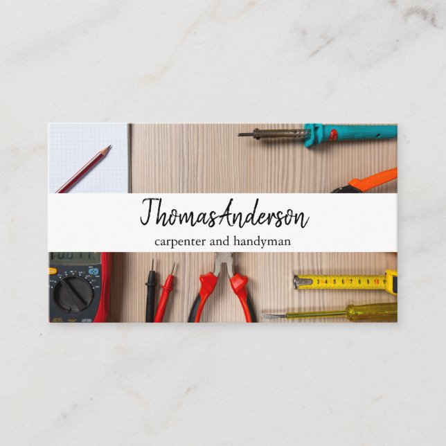 Tarjeta De Visita Carpintería Rústica de Grano de Madera Profesional (Anverso)