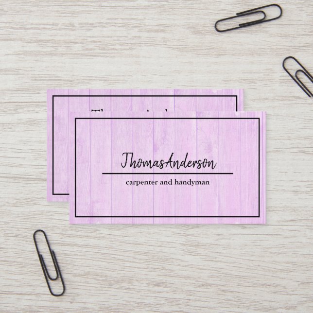 Tarjeta De Visita Carpintería Rústica de Grano de Madera Profesional (Anverso/Reverso In Situ)