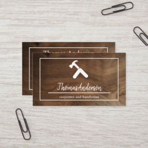 Tarjeta De Visita Carpintería Rústica de Veta de Madera Profesional