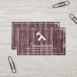 Tarjeta De Visita Carpintería Rústica de Veta de Madera Profesional