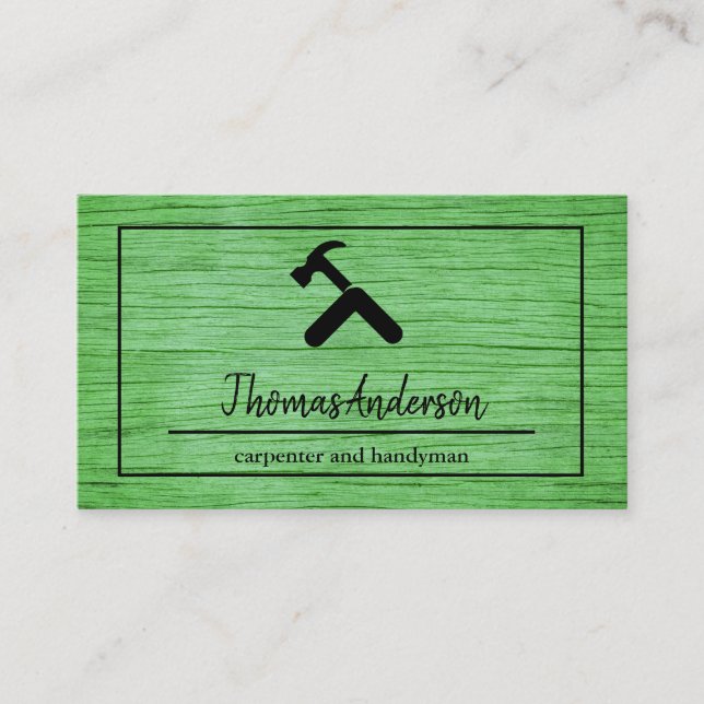 Tarjeta De Visita Carpintería Rústica de Veta de Madera Profesional (Anverso)