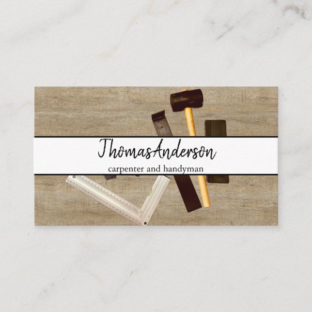Tarjeta De Visita Carpintería Rústica de Veta de Madera Profesional (Anverso)