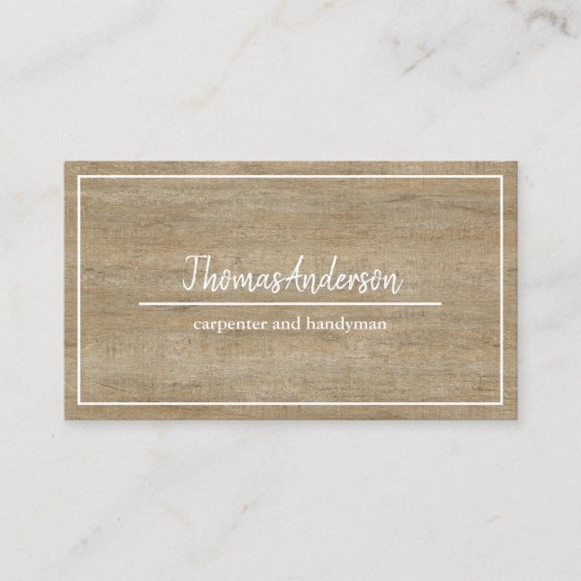Tarjeta De Visita Carpintería Rústica de Veta de Madera Profesional (Anverso)