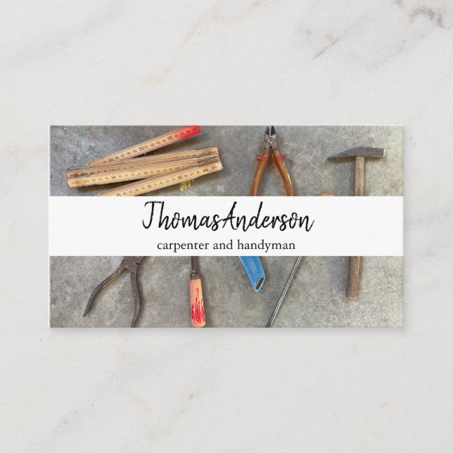 Tarjeta De Visita Carpintería Rústica de Veta de Madera Profesional (Anverso)