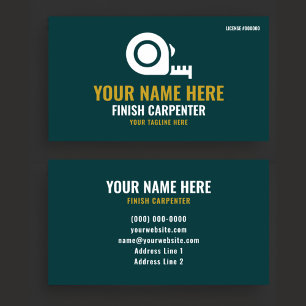 Tarjeta De Visita Carpintero acabador profesional verde bosque y dor