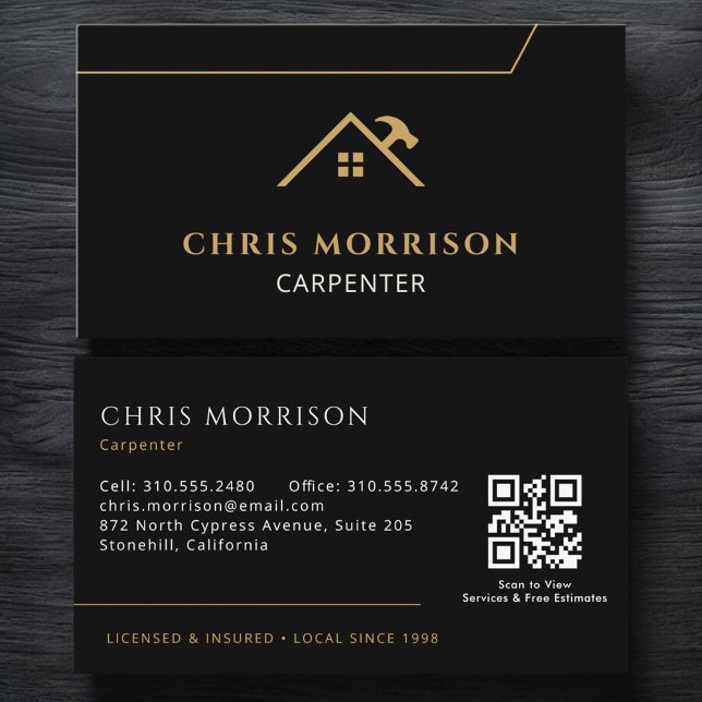 Tarjeta De Visita Carpintero Código QR Carpintería Contratista  (Subido por el creador)