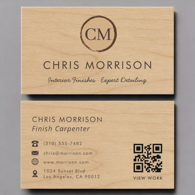 Tarjeta De Visita Carpintero de Acabados Código QR Profesional (Subido por el creador)