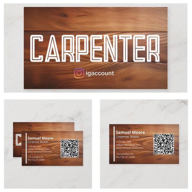 Tarjeta De Visita Carpintero de Algarrobo Moderno (Modern Carob Carpenter Business Card
)