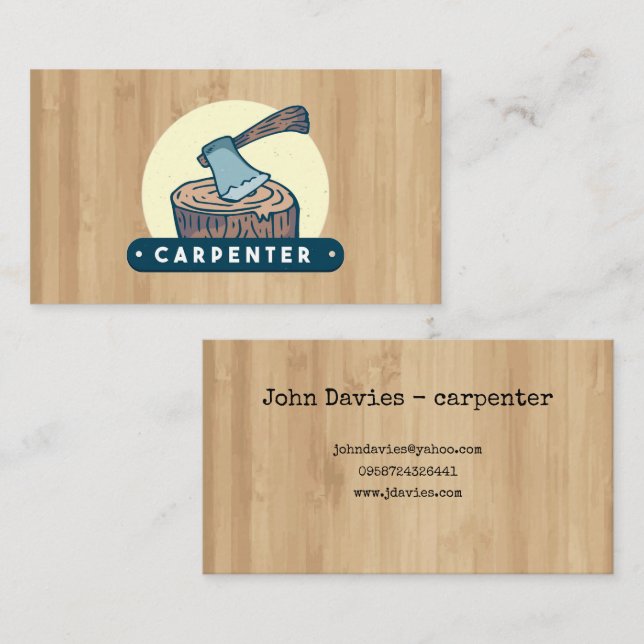 Tarjeta De Visita Carpintero de Fondo de Madera (Anverso / Reverso)