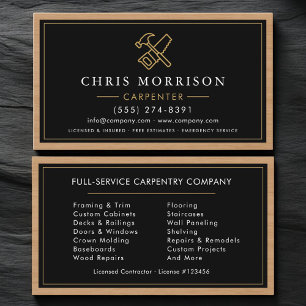 Tarjeta De Visita Carpintero de Madera Carpintería Renovación del Ho