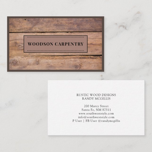 Tarjeta De Visita Carpintero de madera para grano de madera moderna (Anverso / Reverso)