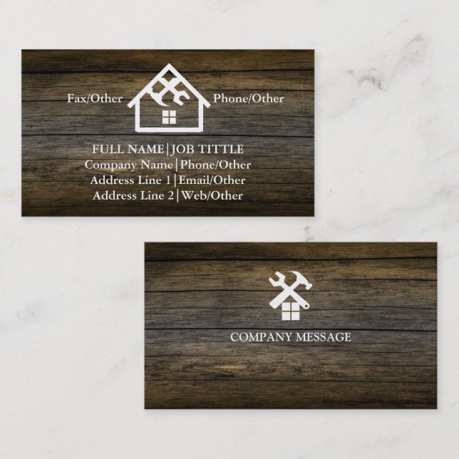 Tarjeta De Visita Carpintero Herramientas de Construcción Profesiona (Anverso / Reverso)