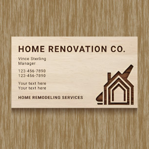 Tarjeta De Visita Carpintero Maestro de Renovación de Hogar con Gran
