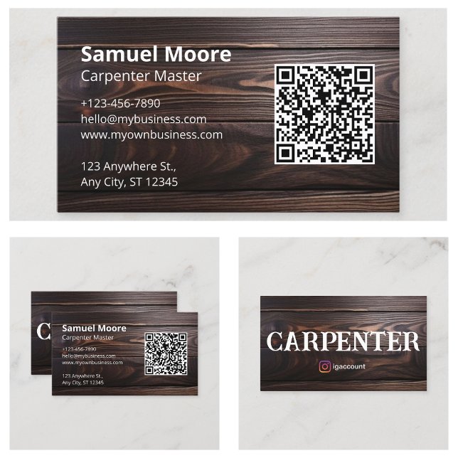 Tarjeta De Visita Carpintero profesional rústico de carpintería  (Rustic Professional Woodworking Carpenter Business Card
)